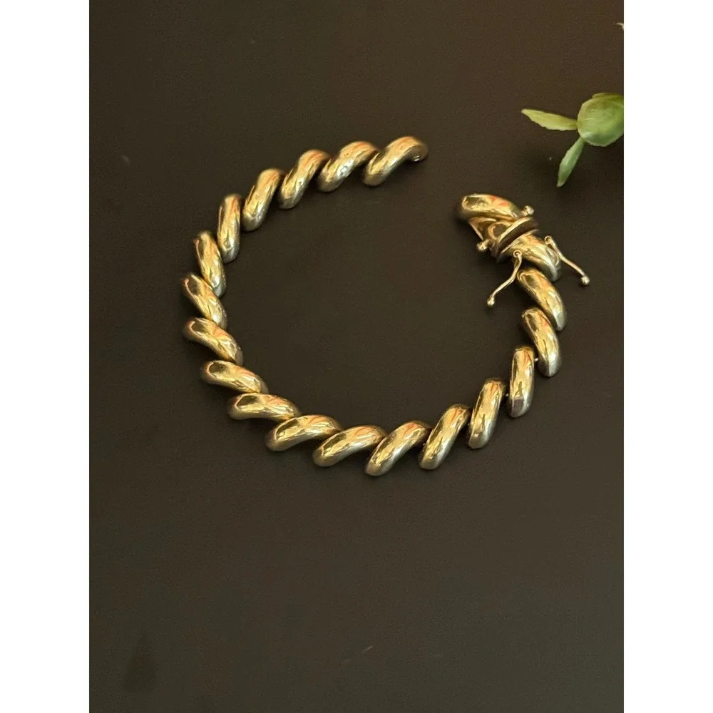 14K Yellow Gold Italian San Marco Link Bracelet 7.5 Inch 24.5g Needs Repair
